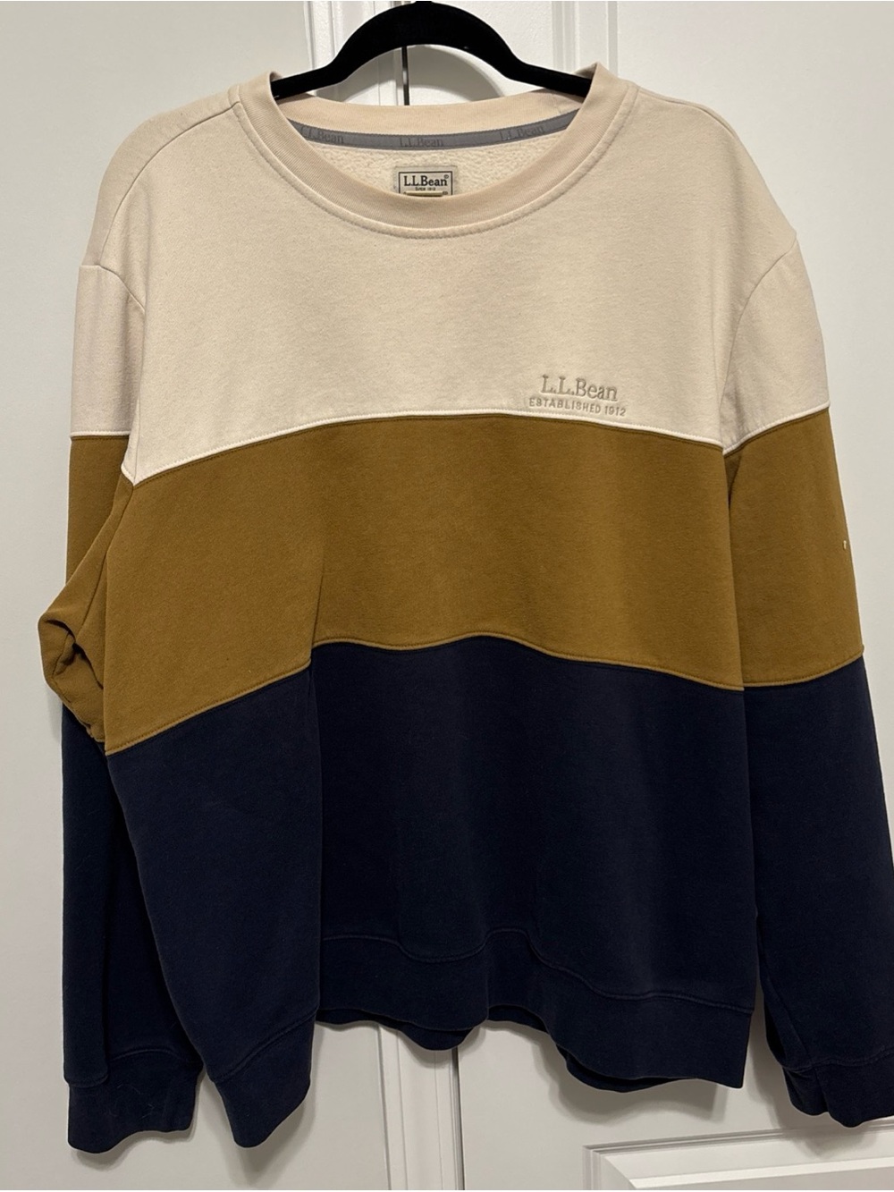 L.L. Bean Two-Tone Crewneck Sweatshirt - Cream & Mustard